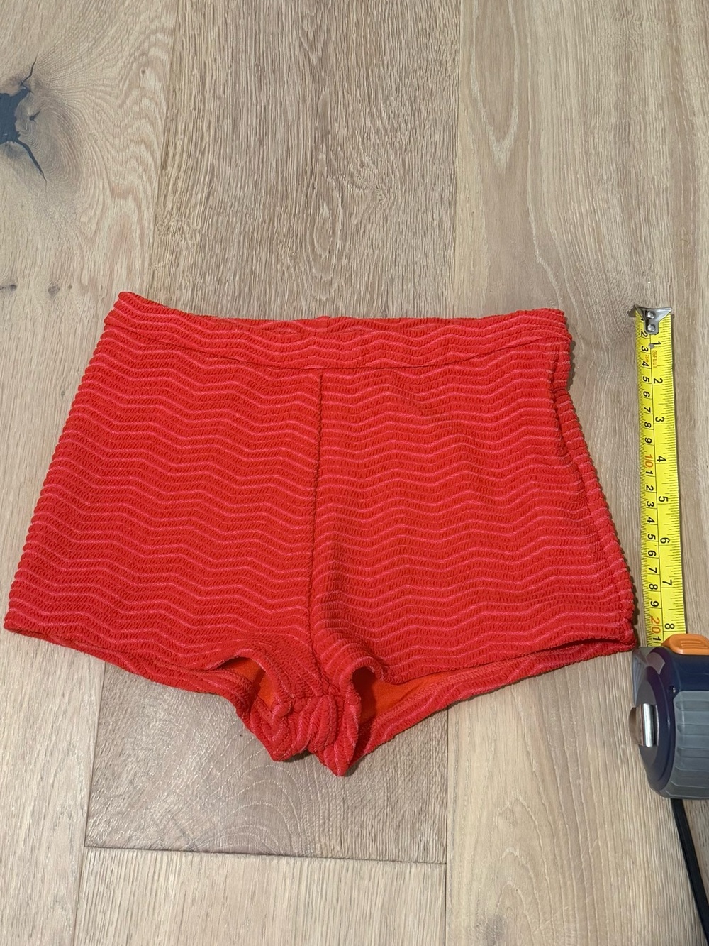 Triangl swimwear Red Textured High-Waist Mini Shorts